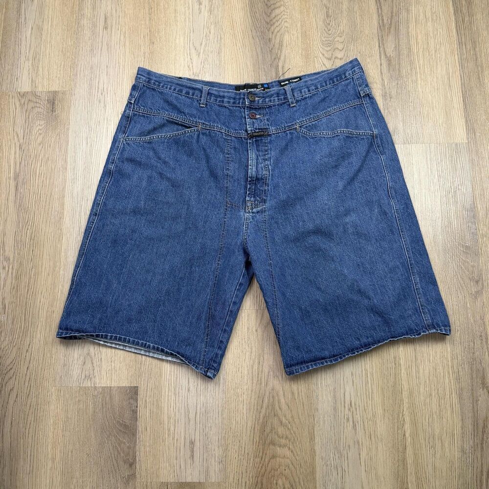 Marithe Francois Girbaud Shorts Mens 42 Blue Denim Brand-X Loose Fit 12" Inseam